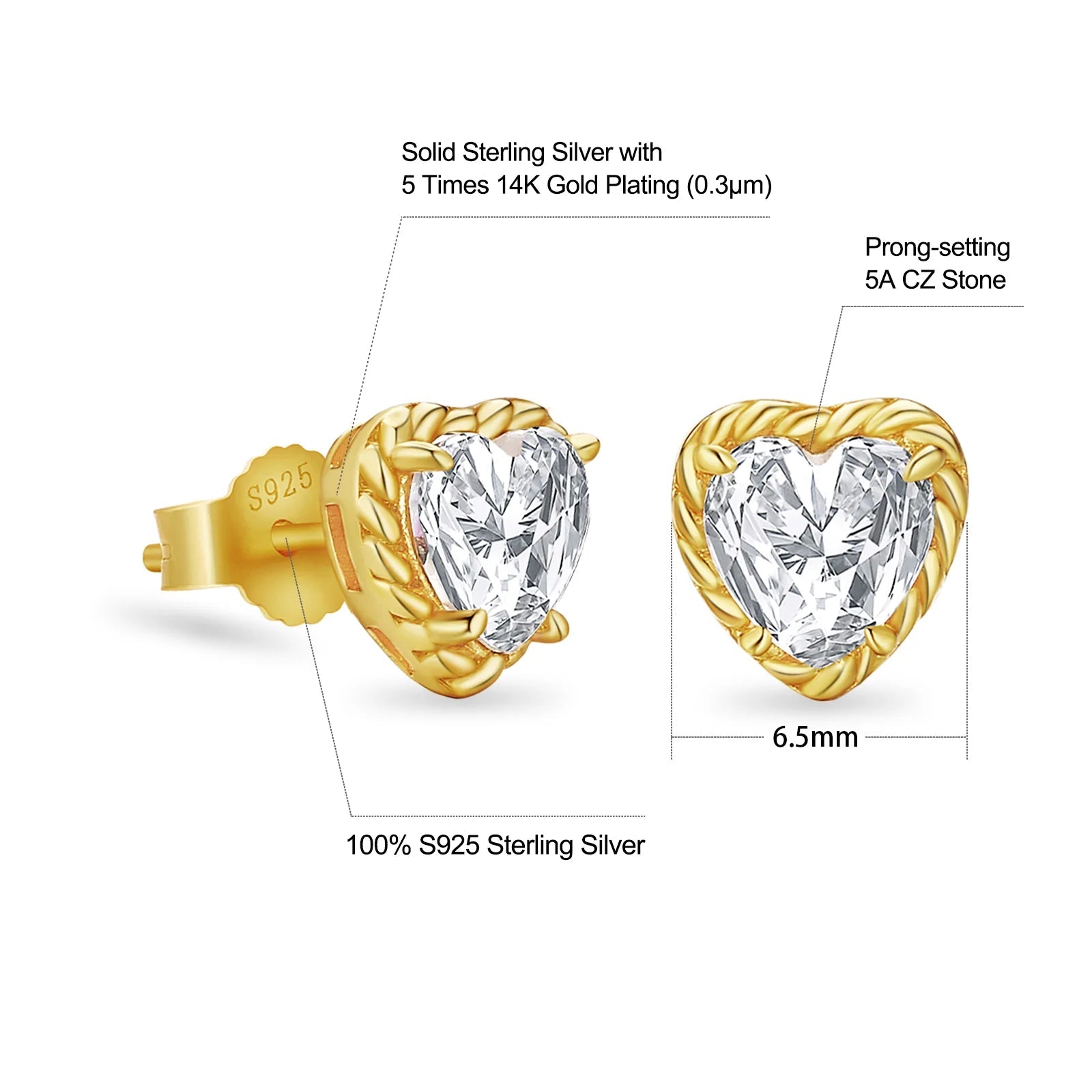 Women's Twisted Heart-shaped Diamond Stud Earrings Earrings