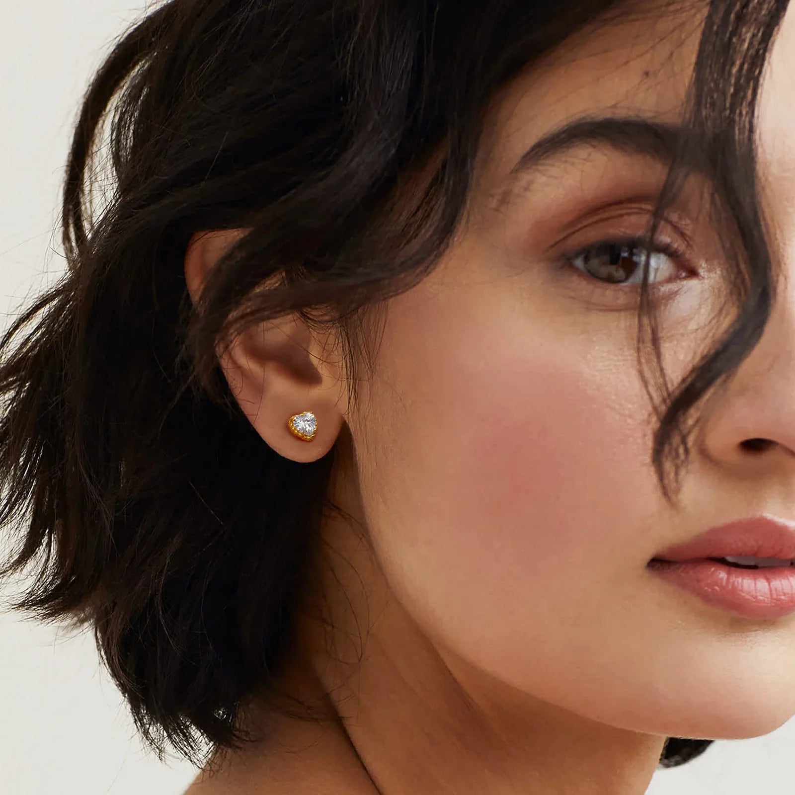 Women's Twisted Heart-shaped Diamond Stud Earrings Earrings S925 14K Gold