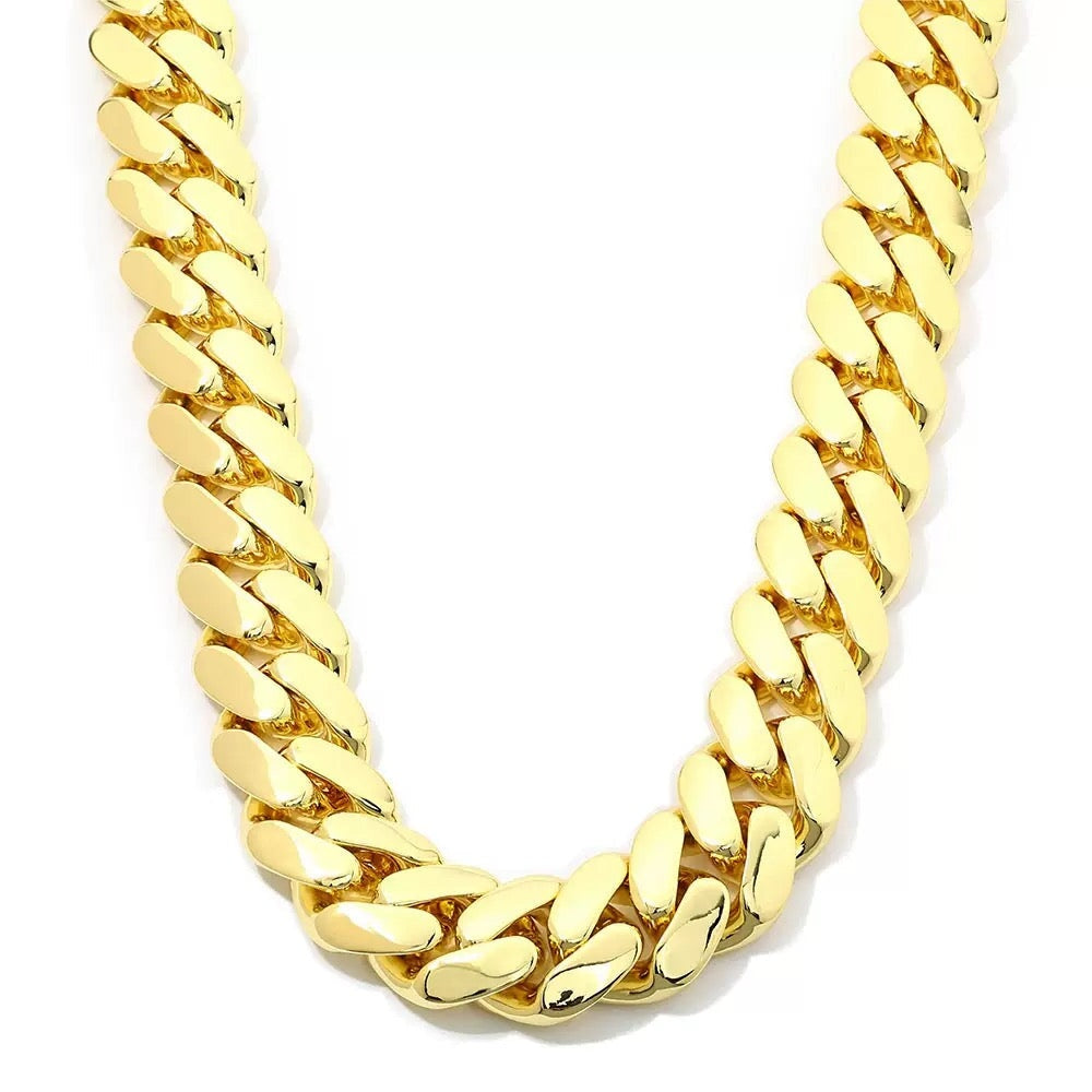 20mm Monaco Cuban Link Chain in 18K Gold Plating Necklaces 