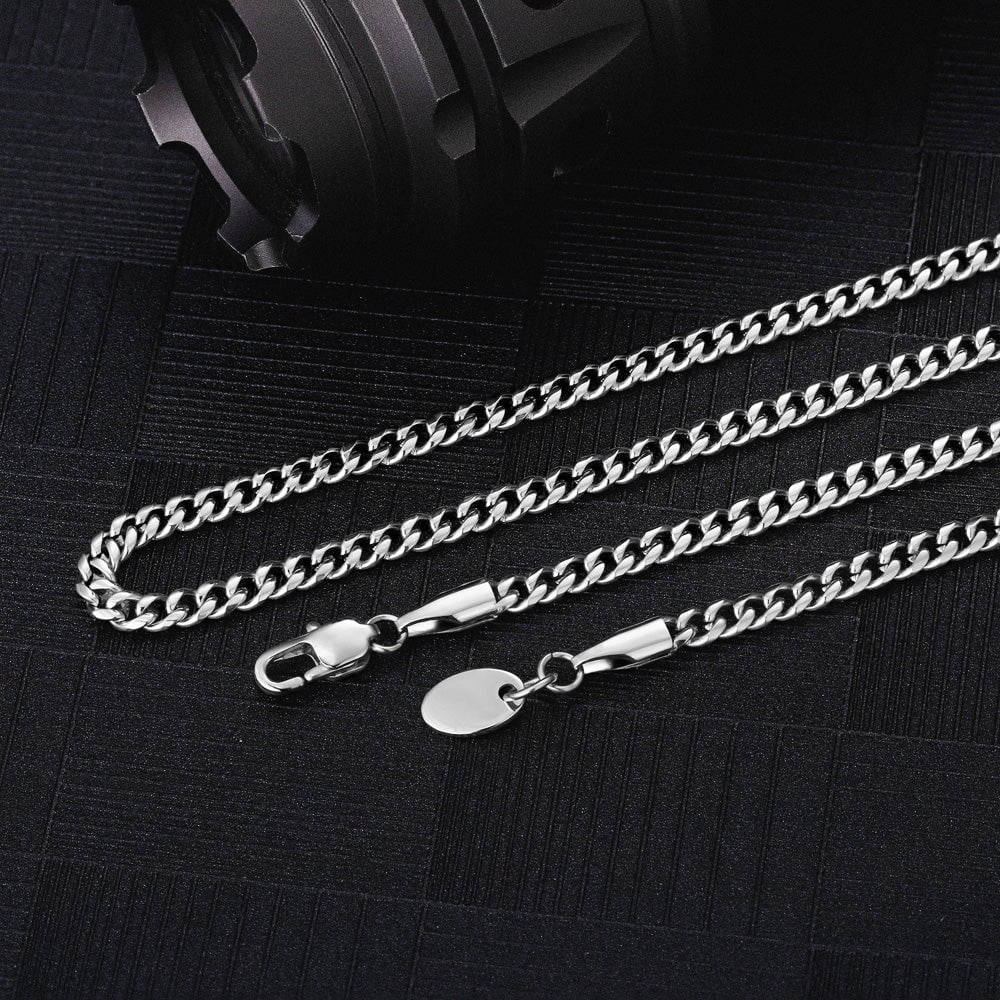 3mm Miami Cuban Link Chain in White Gold Necklaces 
