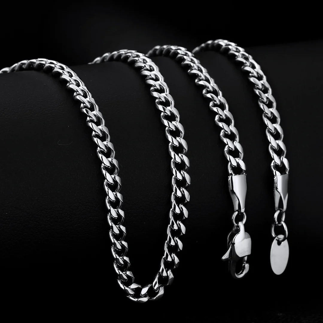 4mm Miami Cuban Link Chain in White Gold Necklaces 
