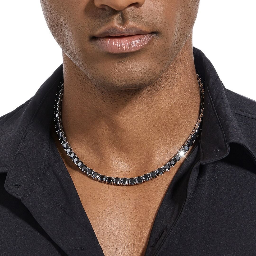 Black Moissanite Diamond 925 Sterling Silver Tennis Chain - 6.5mm Necklaces 