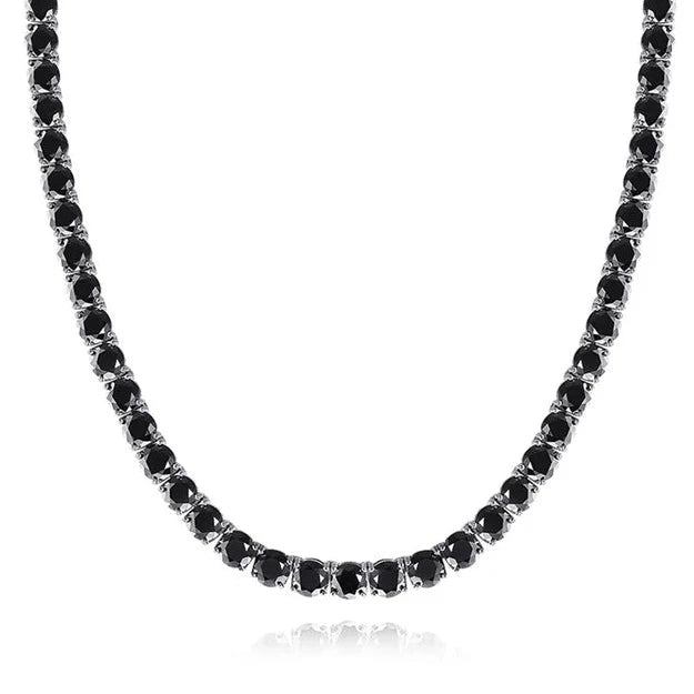Black Moissanite Diamond 925 Sterling Silver Tennis Chain - 6.5mm Necklaces 