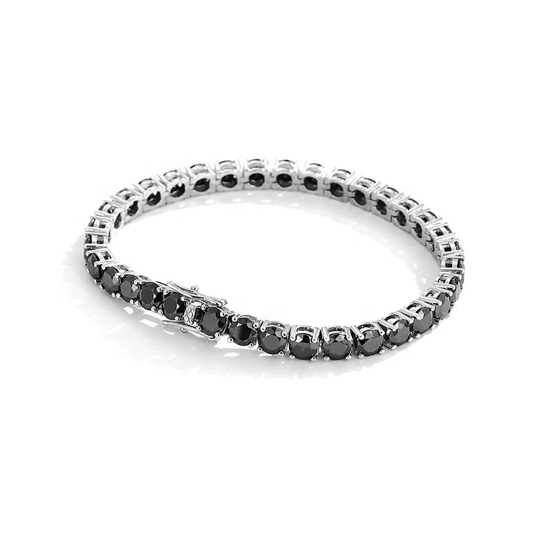 Black Moissanite Diamond 925 Sterling Silver Tennis Chain Bracelet - 6.5mm Bracelets 