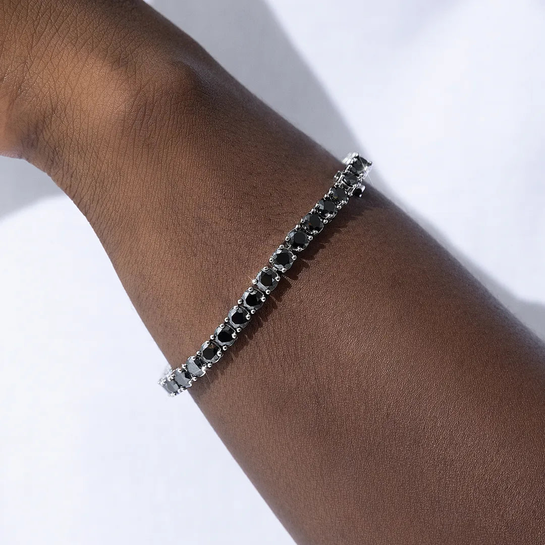 Black Moissanite Diamond 925 Sterling Silver Tennis Chain Bracelet Bracelets 