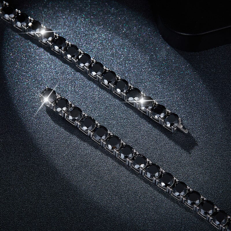 Black Moissanite Diamond 925 Sterling Silver Tennis Chain Bracelet Bracelets 