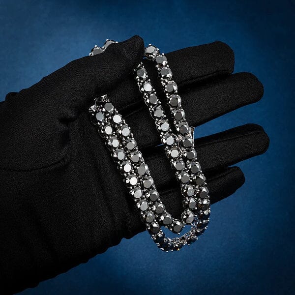 Black Moissanite Diamond 925 Sterling Silver Tennis Chain Necklaces 
