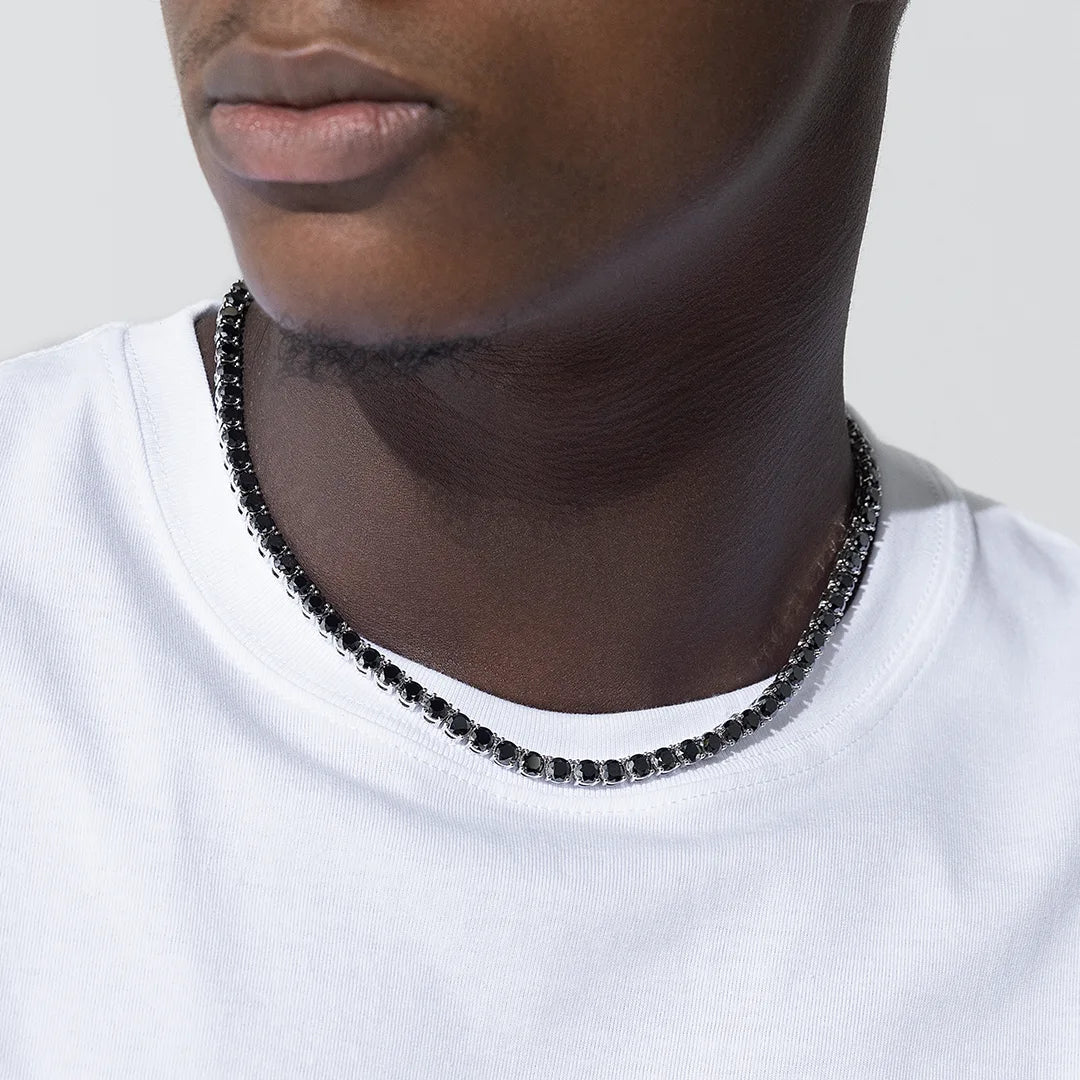 Black Moissanite Diamond 925 Sterling Silver Tennis Chain Necklaces 