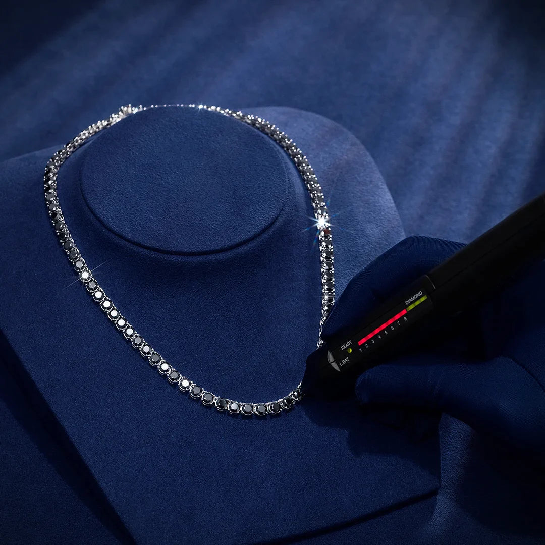 Black Moissanite Diamond 925 Sterling Silver Tennis Chain Necklaces 