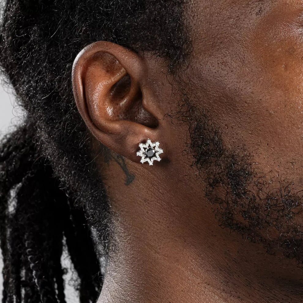 Black Moissanite Diamond Sunflower Stud Earrings Earrings 