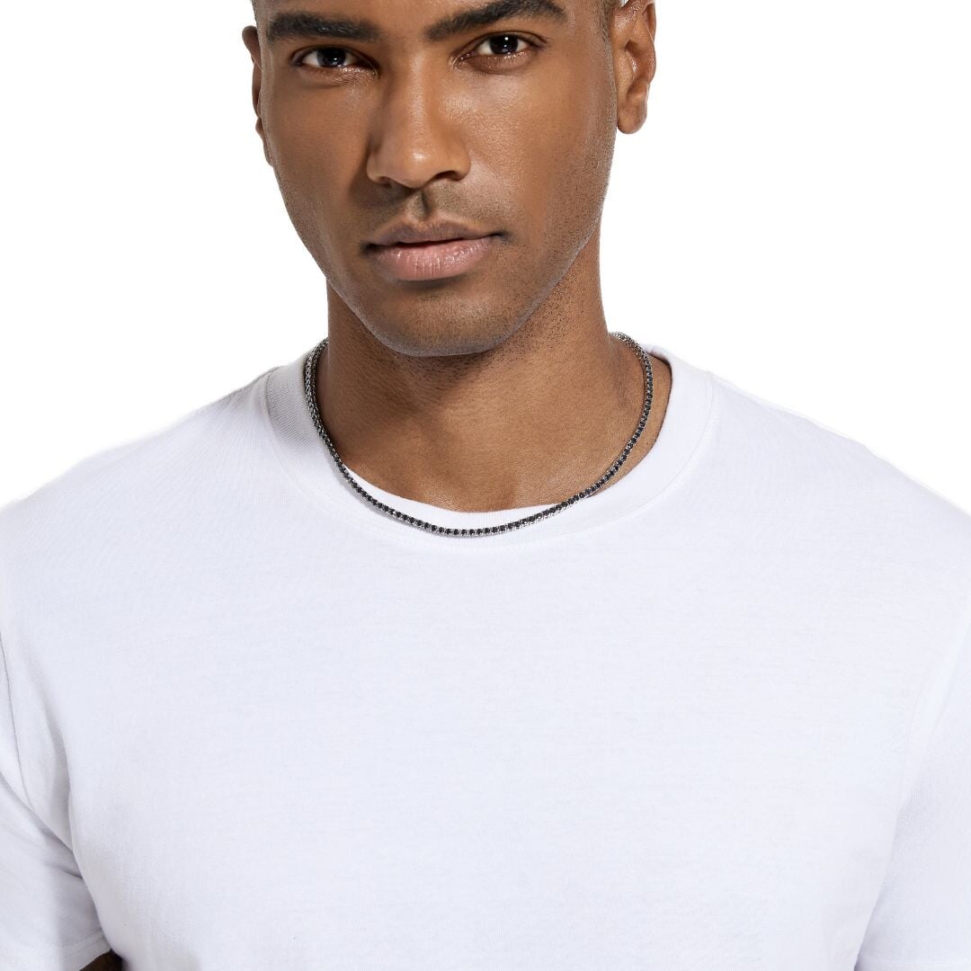 Black Moissanite Tennis Chain - 3mm Necklaces 