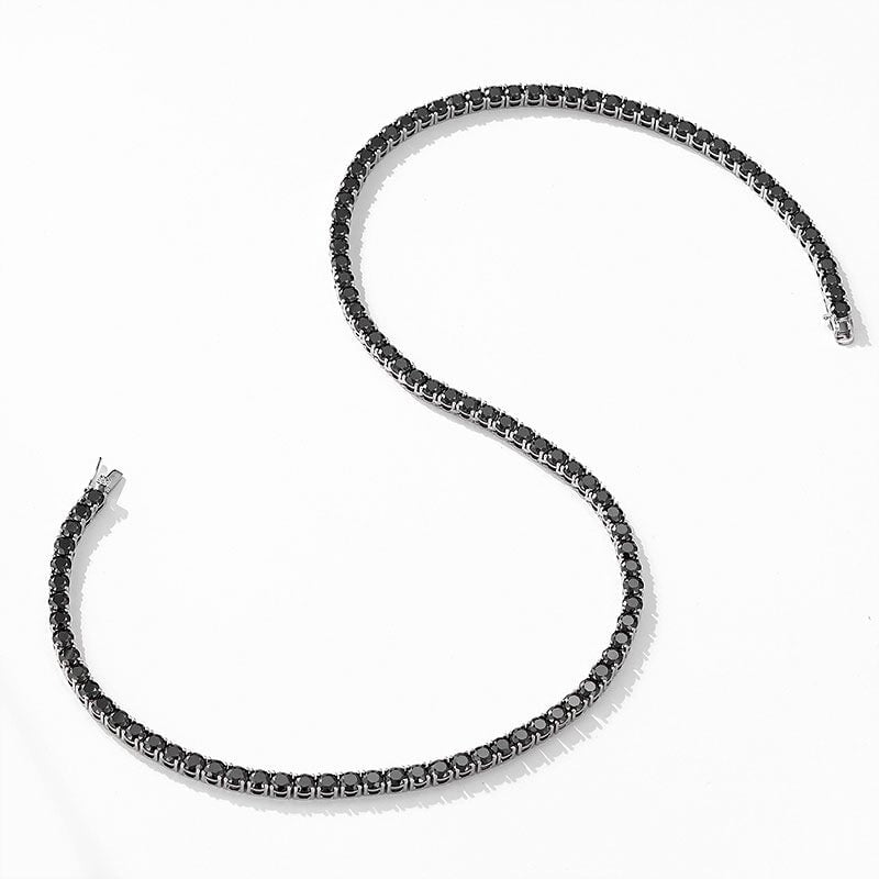 Black Moissanite Tennis Chain - 3mm Necklaces 