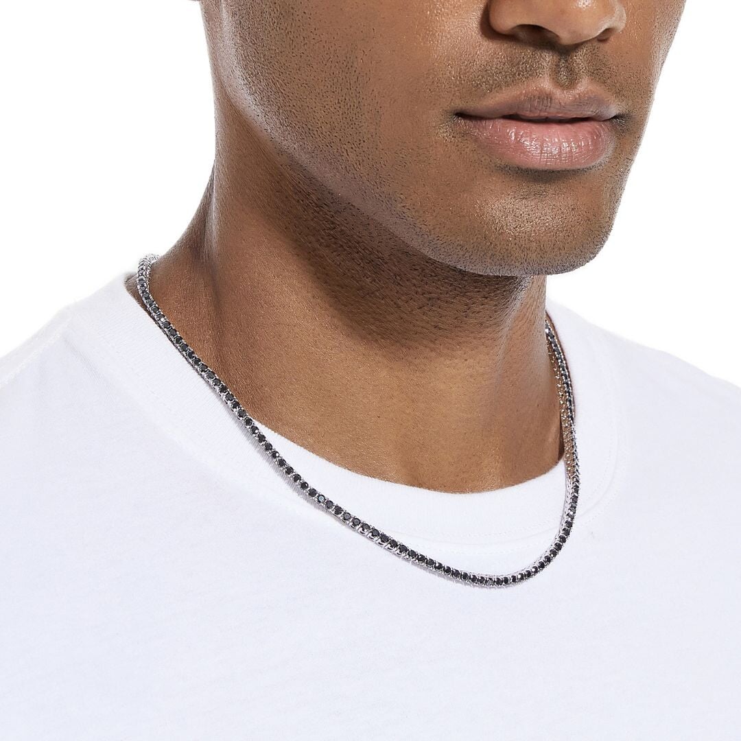 Black Moissanite Tennis Chain - 3mm Necklaces 