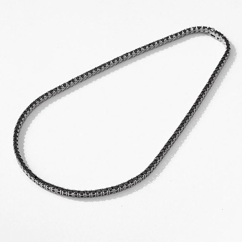 Black Moissanite Tennis Chain - 3mm Necklaces 