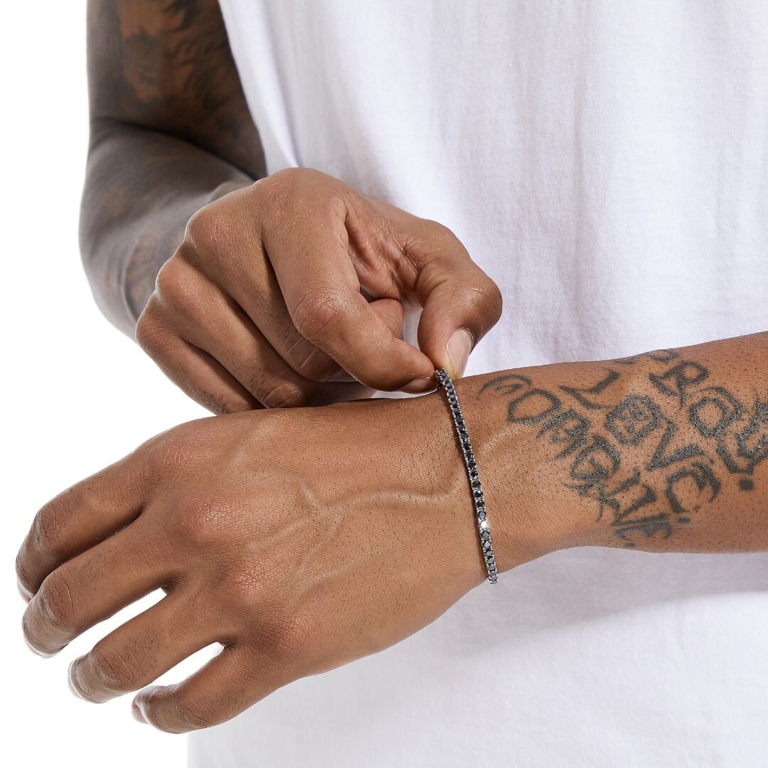 Black Moissanite Tennis Chain Bracelet - 3mm Bracelets 