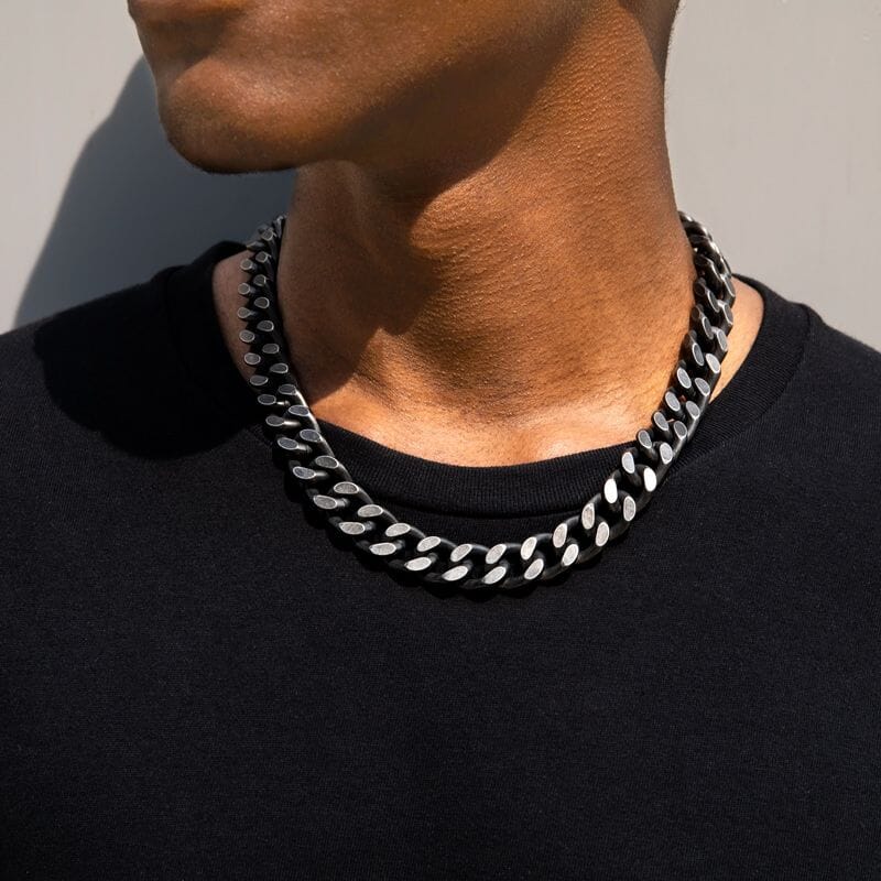 BLACK & PROUD™ - Black Curb Cuban Link Chain - 14mm Necklaces 