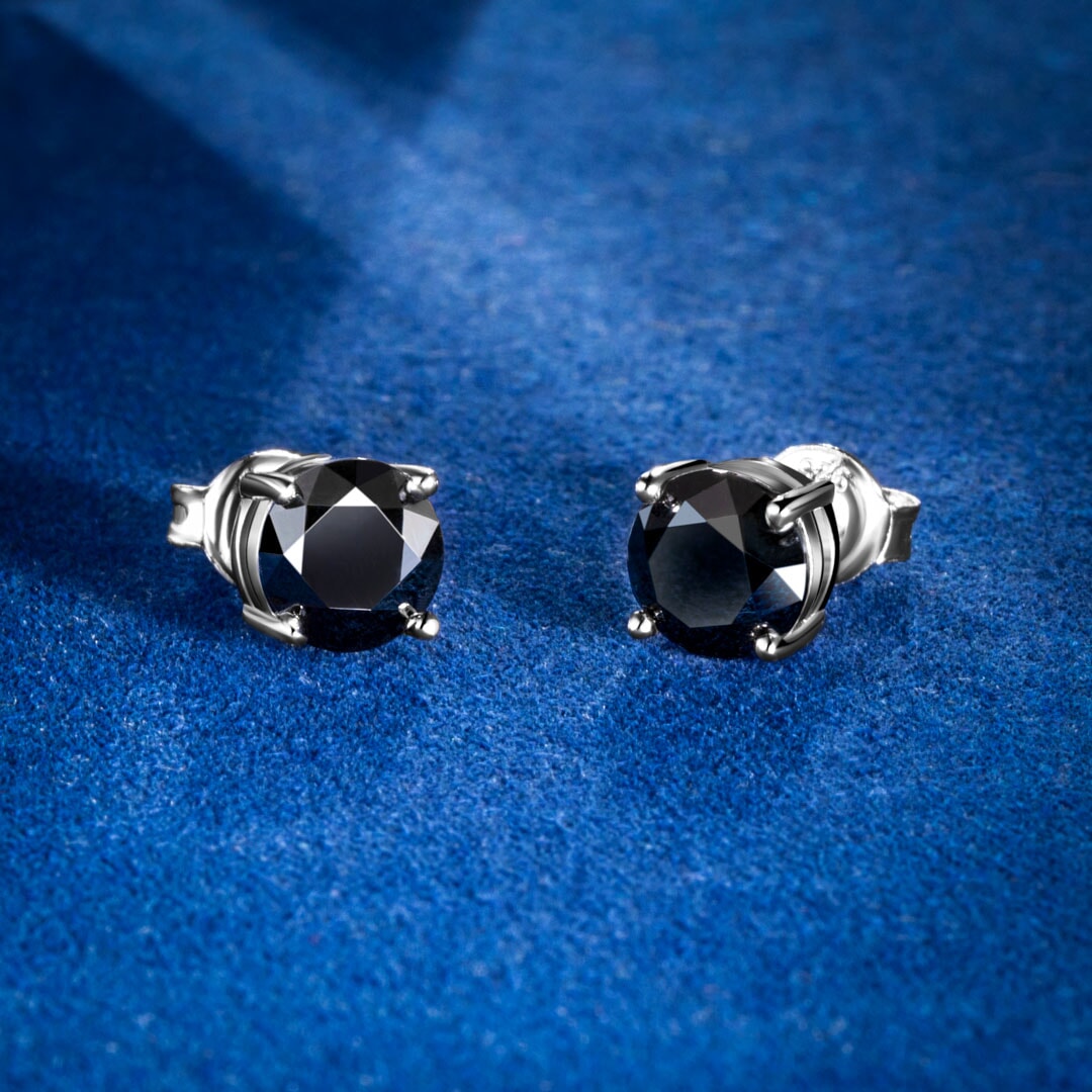 BLACK & PROUD™ - S925 Black Moissanite Earring Studs in White Gold - 2.0 Carat Earrings 