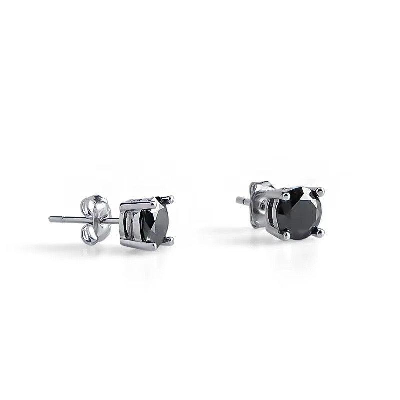 BLACK & PROUD™ - S925 Black Moissanite Earring Studs in White Gold - 2.0 Carat Earrings 