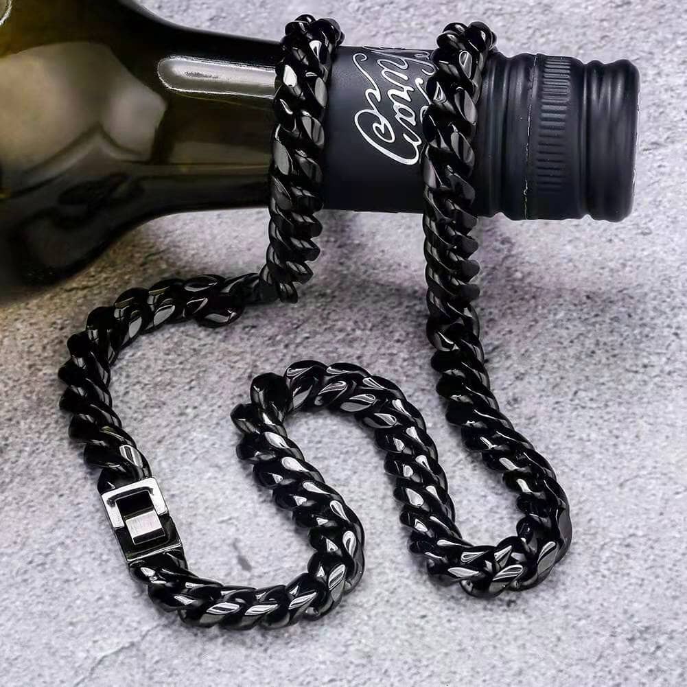 BLACK & PROUD™ - Women's Black Cuban Link Chain - 10mm Necklaces 