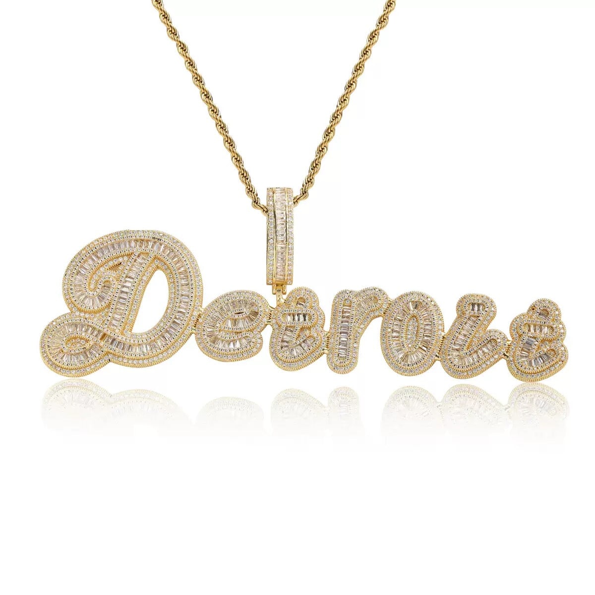 Custom Bling Name Baguette Letters Pendant Necklace – Bling Proud
