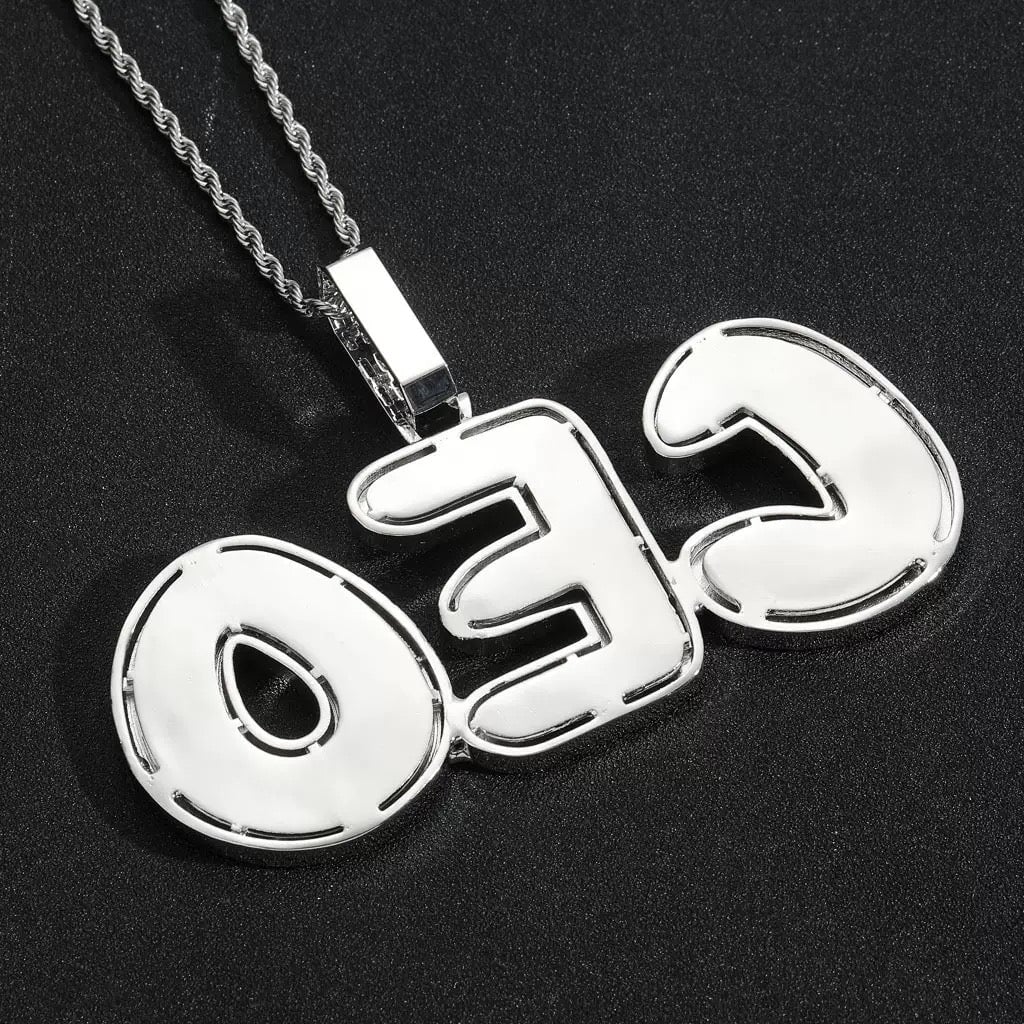 Custom Name Baguette Colorful Letters Pendant Necklace Charms & Pendants 