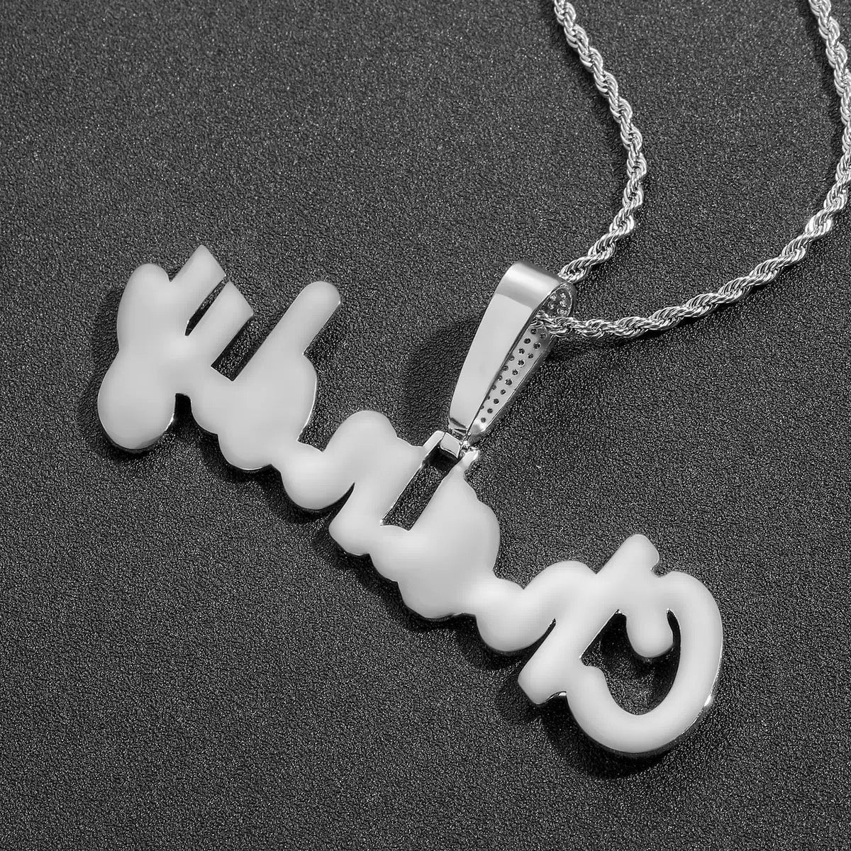 Custom Name Two Layers Iced Letters Pendant Necklace Charms & Pendants 