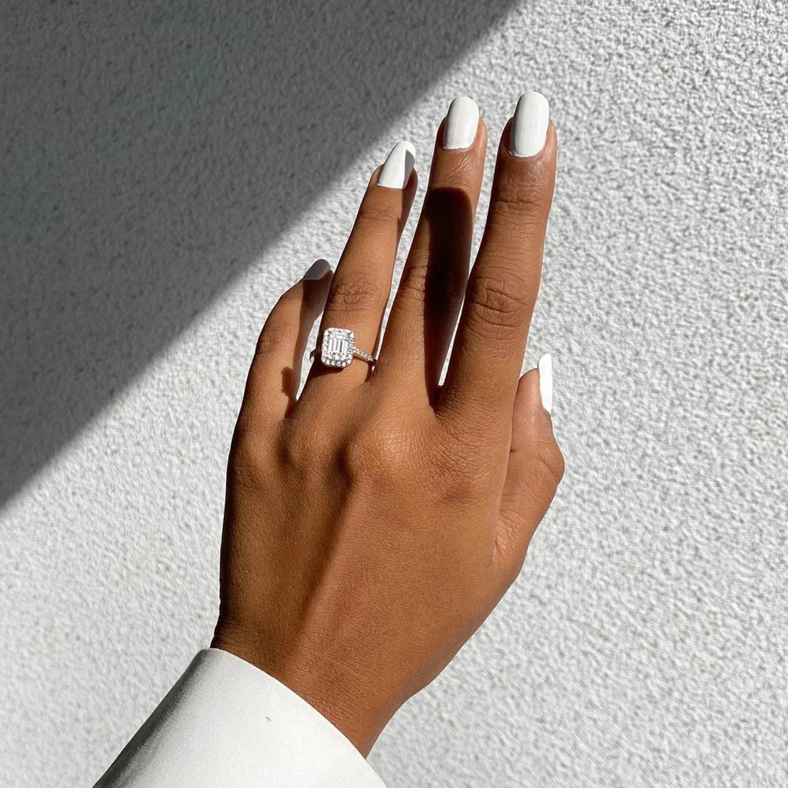 Emerald Cut Moissanite Diamond Engagement Ring for Women Rings 