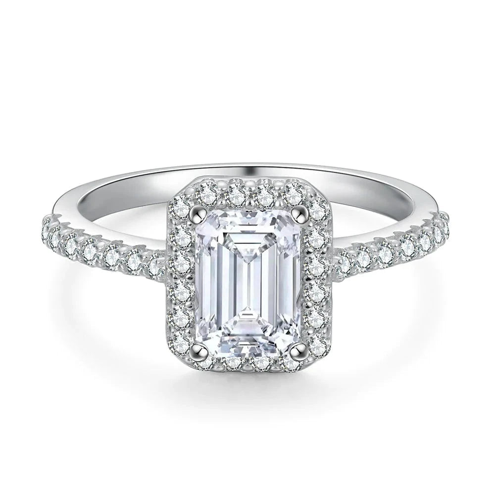Emerald Cut Moissanite Diamond Engagement Ring for Women Rings 