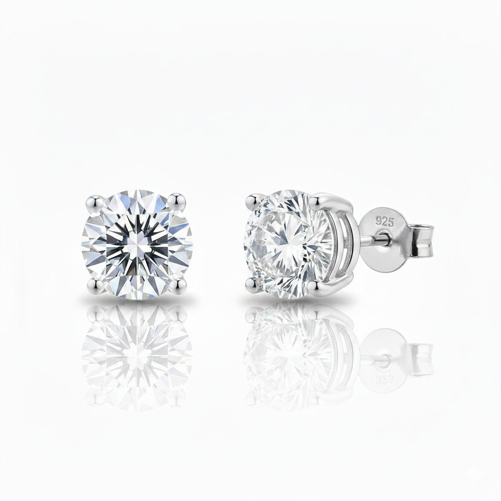 Excellent VVS1 Moissanite Diamond Earrings Studs in White Gold Earrings 
