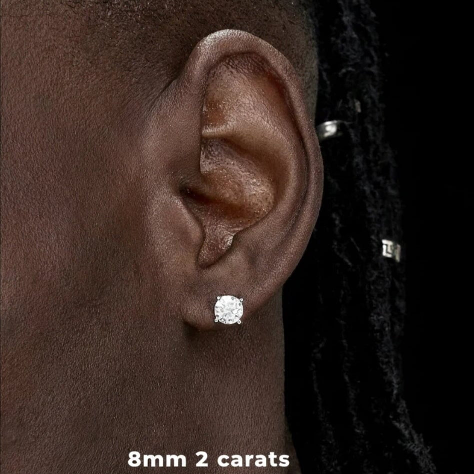 Excellent VVS1 Moissanite Diamond Earrings Studs in White Gold Earrings 