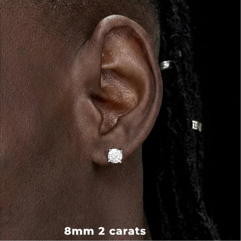 Excellent VVS1 Moissanite Diamond Earrings Studs in White Gold Earrings 