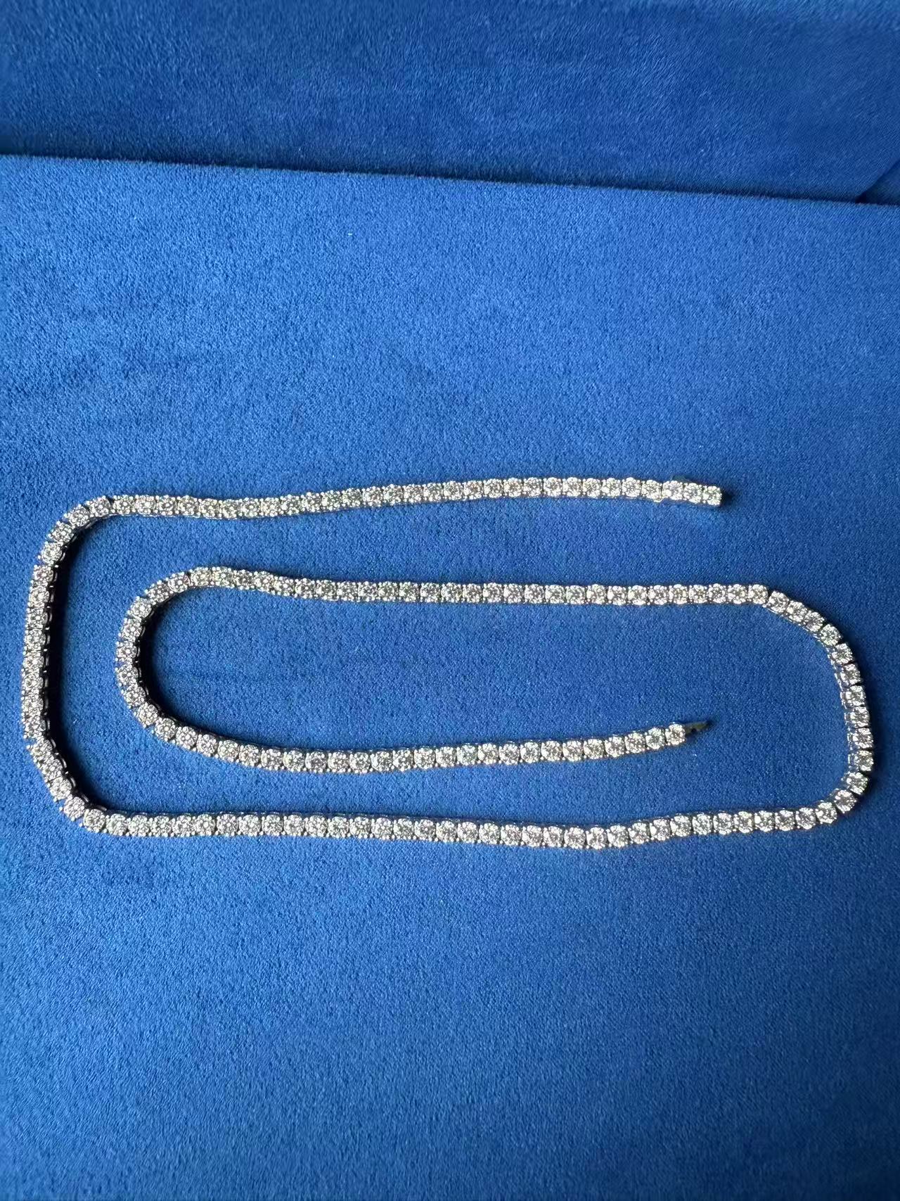 Final Sale - Moissanite Diamond Tennis Chain in White Gold - 3mm 