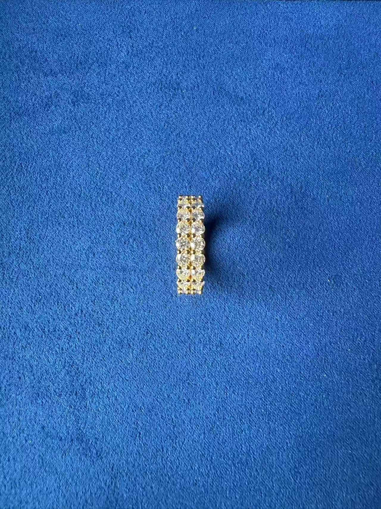 Final Sale - Moissanite Diamond Two Rows Tennis Ring in 14K Gold Rings 