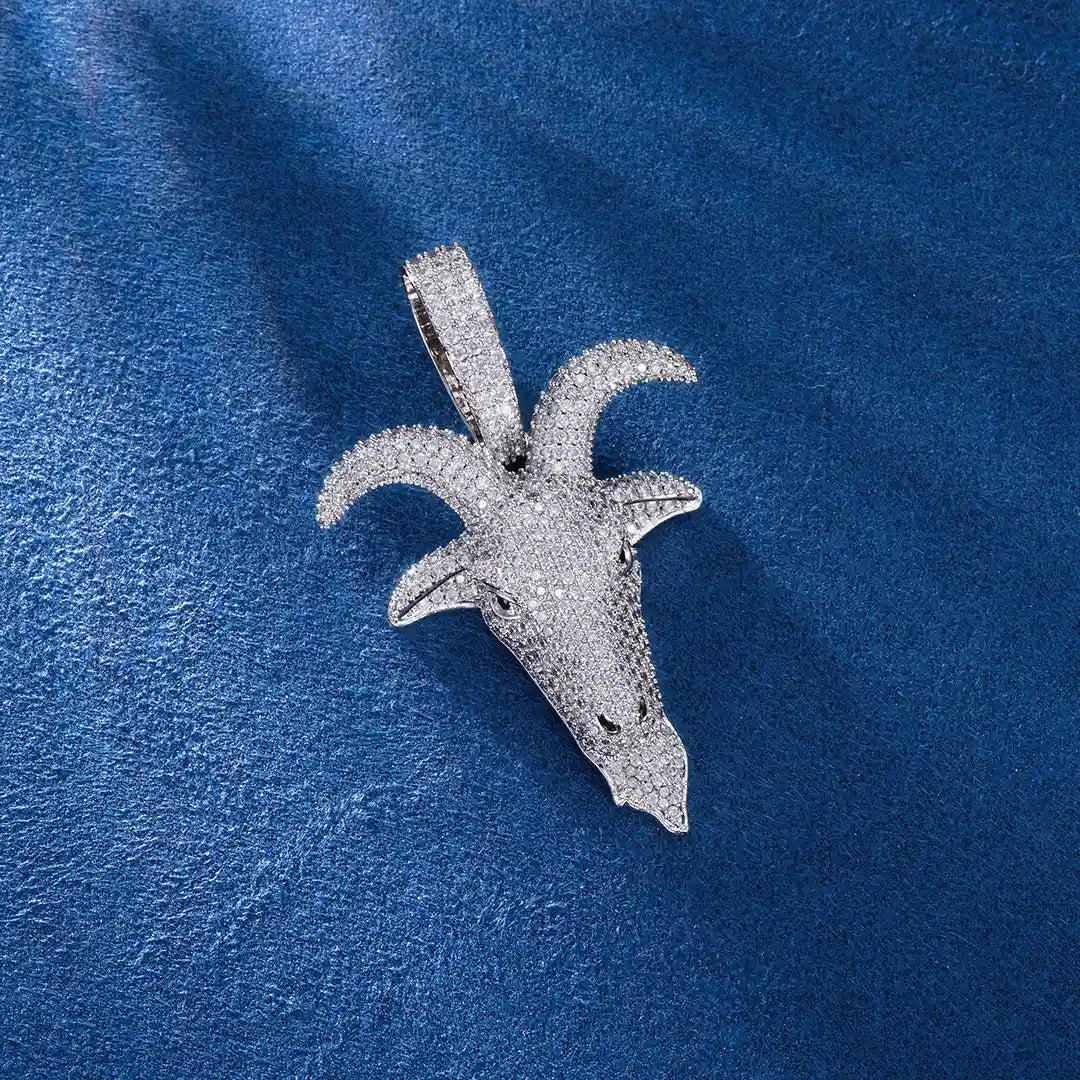 G.O.A.T. Pendant - White Gold Charms & Pendants 