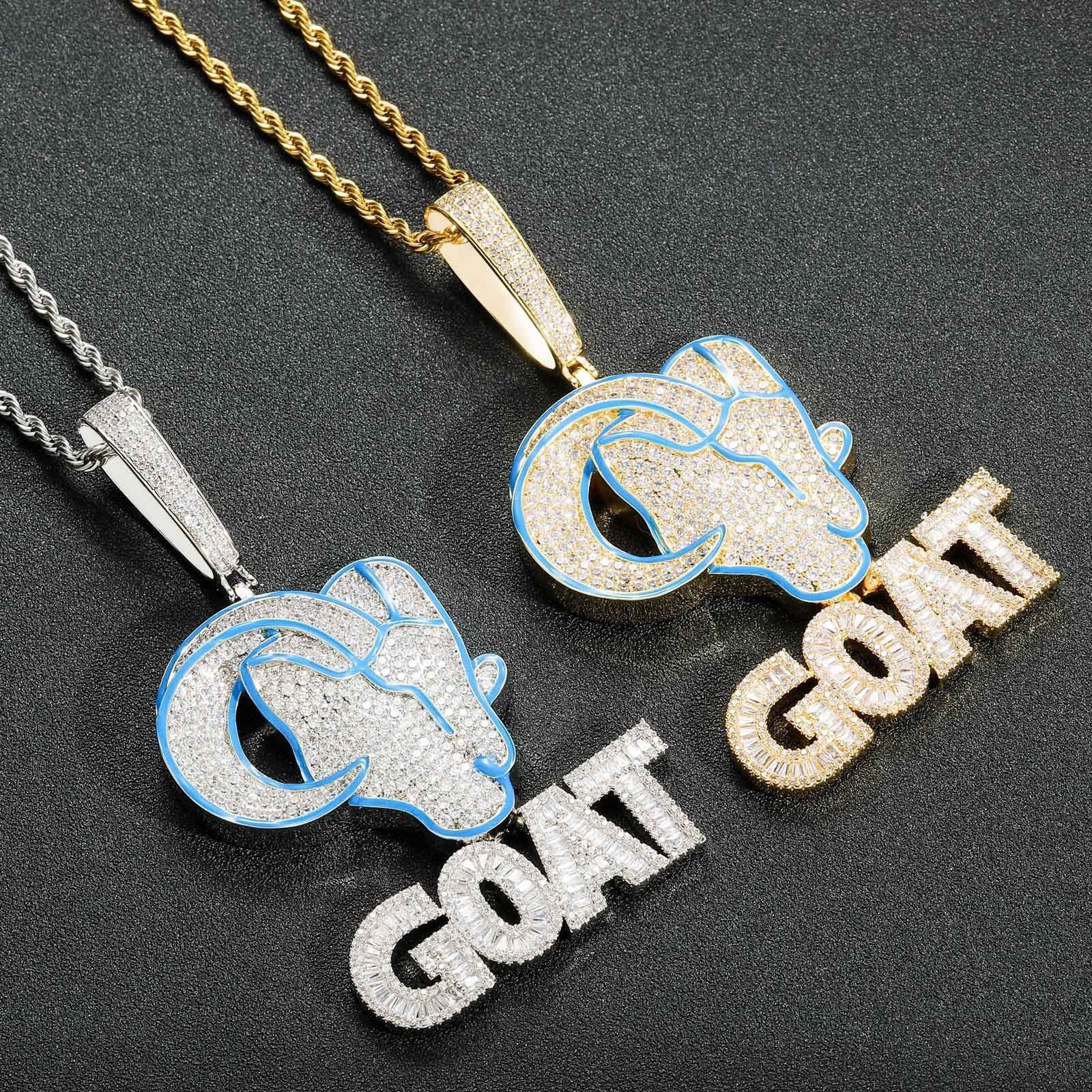 G.O.A.T. Pendant with Letters - White Gold Charms & Pendants 