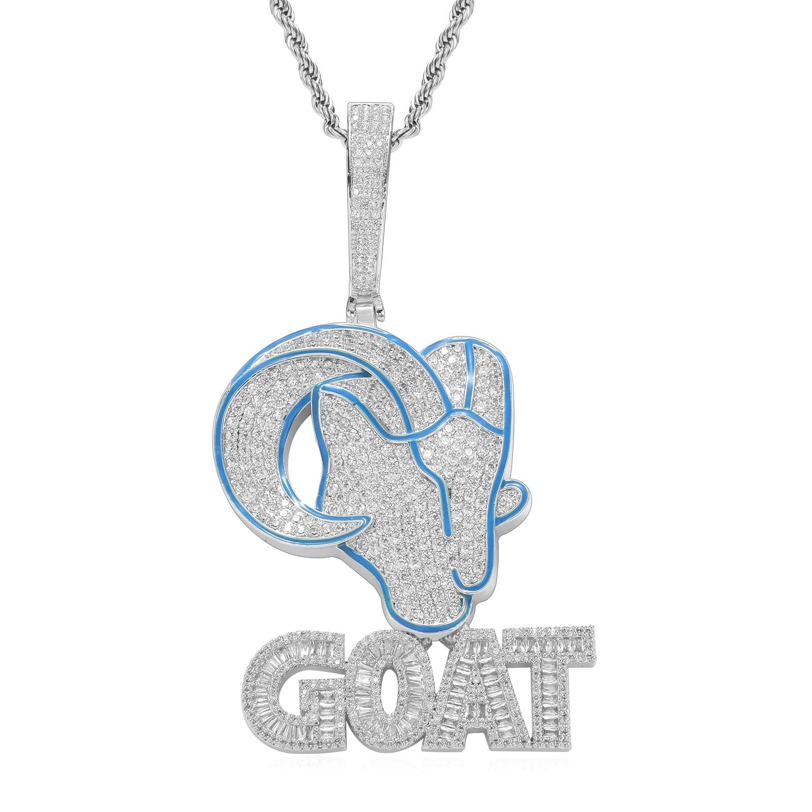G.O.A.T. Pendant with Letters - White Gold Charms & Pendants 