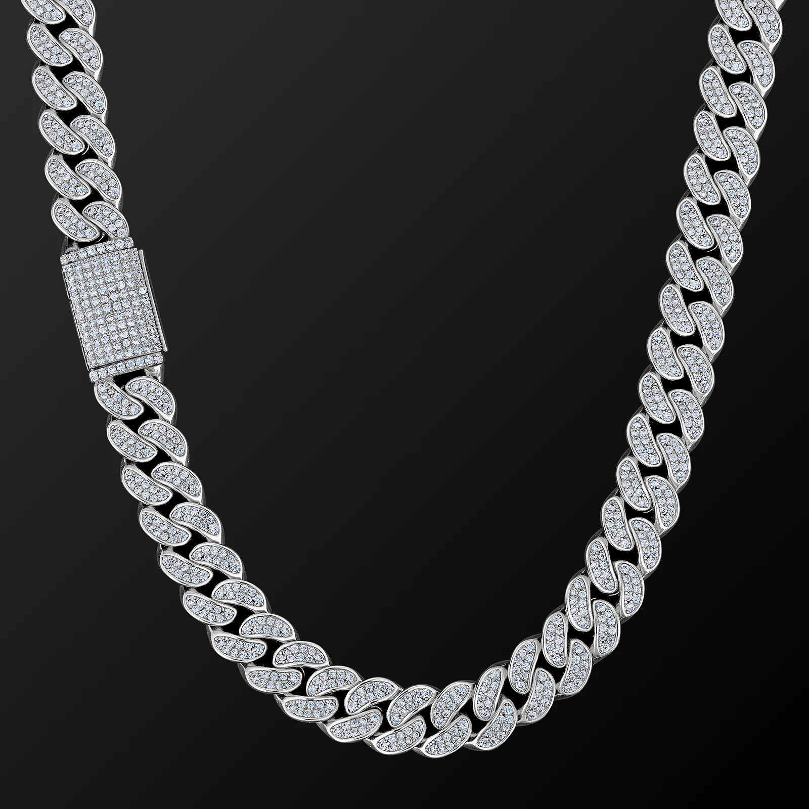 Iced Out Diamond Cuban Link Chain in White Gold - 12mm – Bling Proud ...
