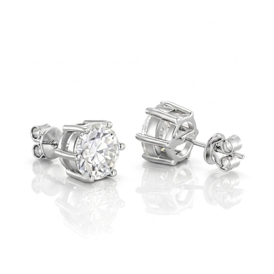 Men's Big Moissanite Earring Studs in 925 Sterling Silver - 10mm Earrings 