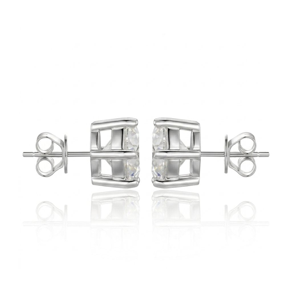 Men's Big Moissanite Earring Studs in 925 Sterling Silver - 10mm Earrings 