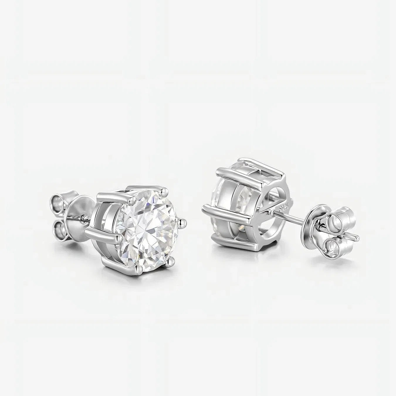 Men's Moissanite Big Earring Studs in 925 Sterling Silver - 9mm Earrings 