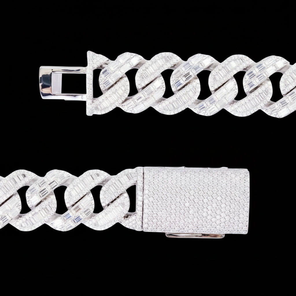 Mixed Shape Moissanite Diamond Cuban Link Chain - 22mm Necklaces 