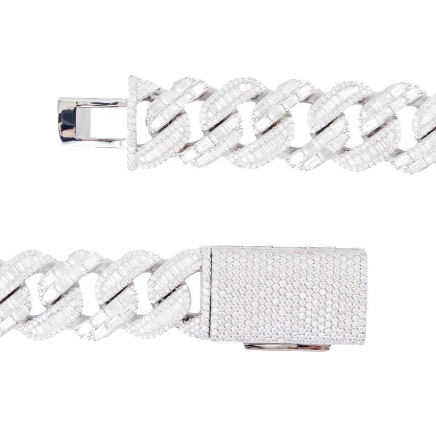 Mixed Shape Moissanite Diamond Cuban Link Chain - 22mm Necklaces 