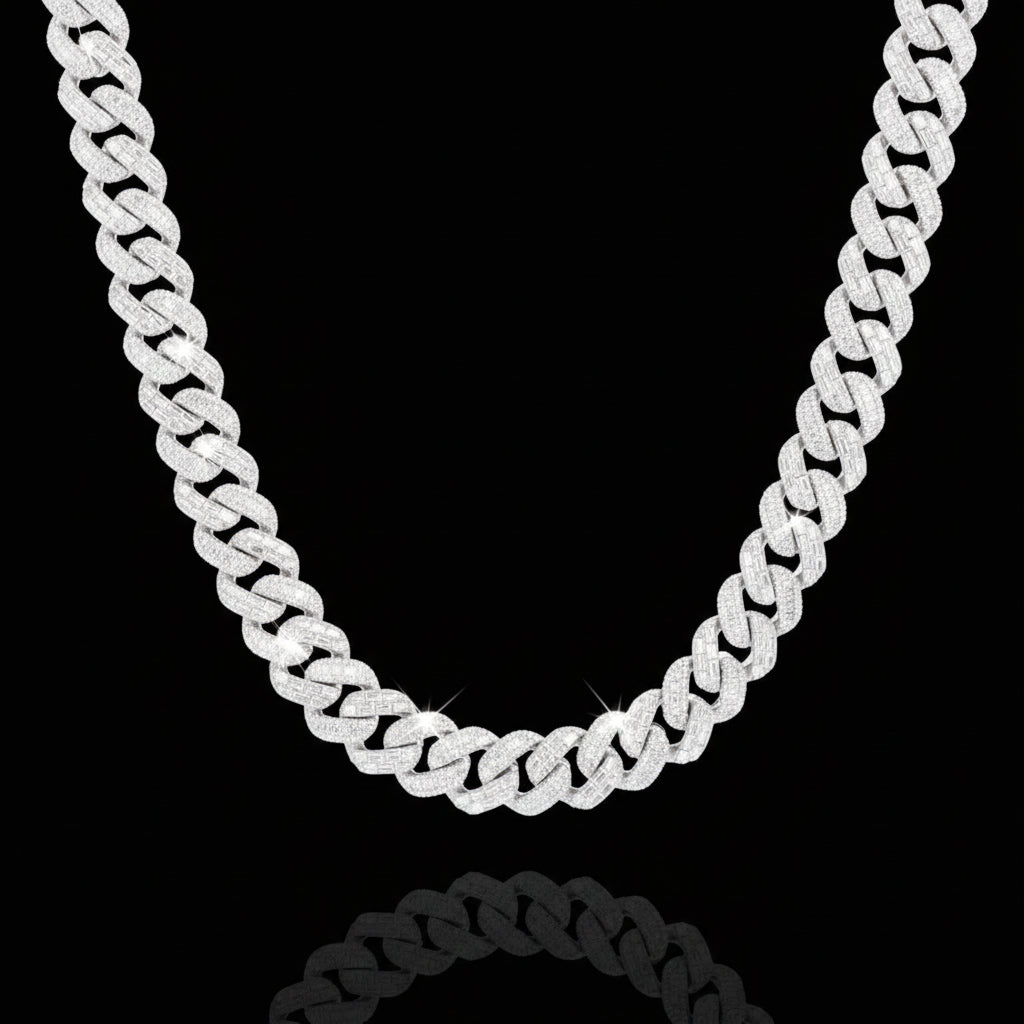 Mixed Shape Moissanite Diamond Cuban Link Chain - 22mm Necklaces 