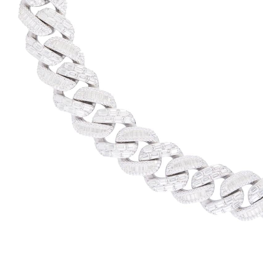 Mixed Shape Moissanite Diamond Cuban Link Chain - 22mm Necklaces 