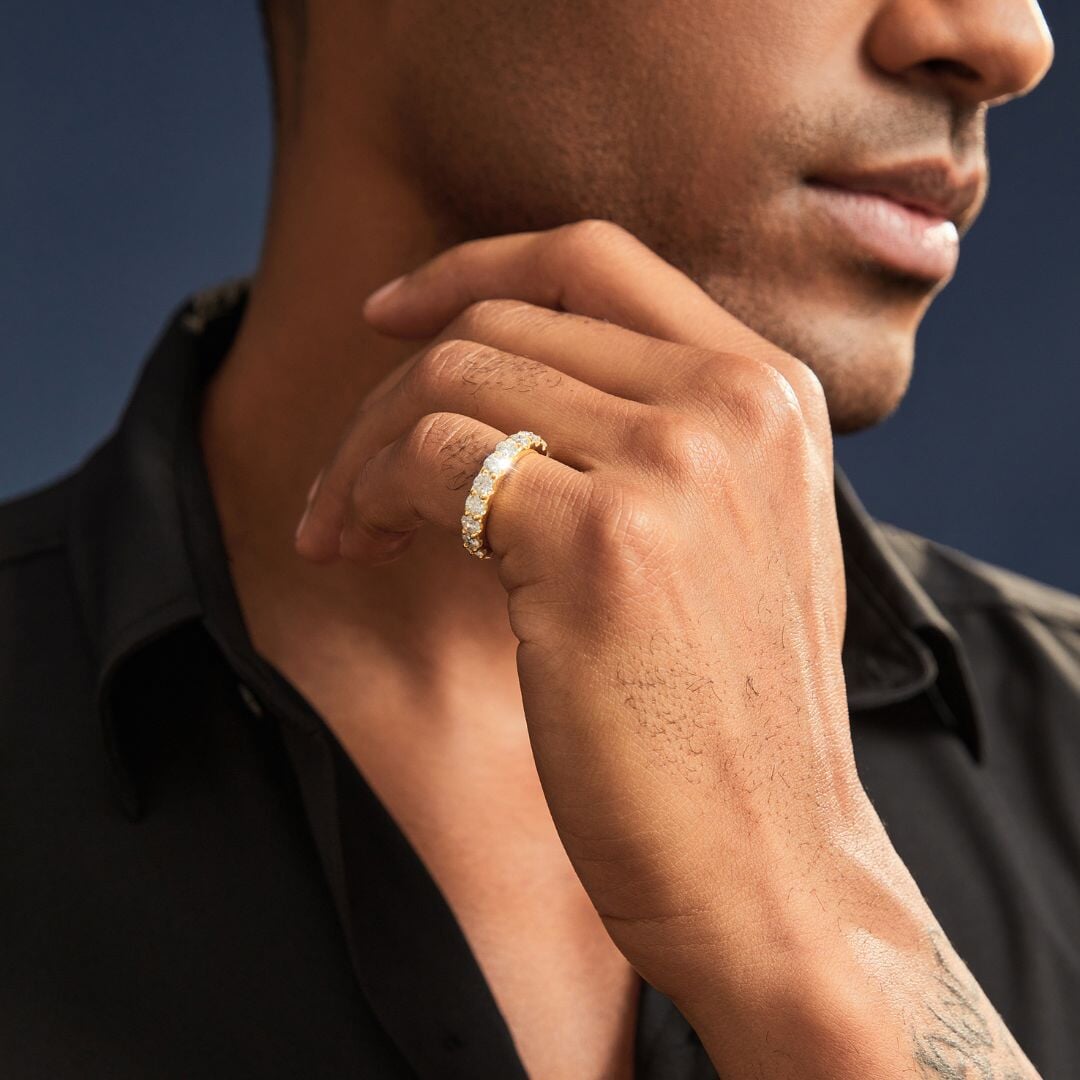 Moissanite Diamond Eternity Ring in 14K Gold - 4mm Rings 