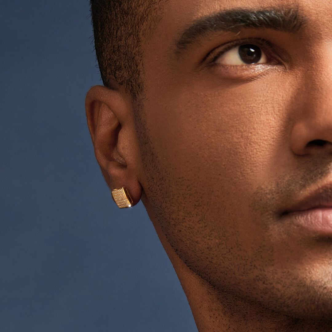 Moissanite Diamond Square Studs Earrings in 14K Gold - 10mm Earrings 