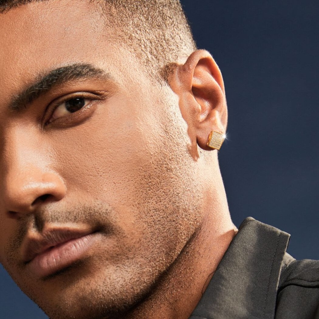 Moissanite Diamond Square Studs Earrings in 14K Gold - 10mm Earrings 