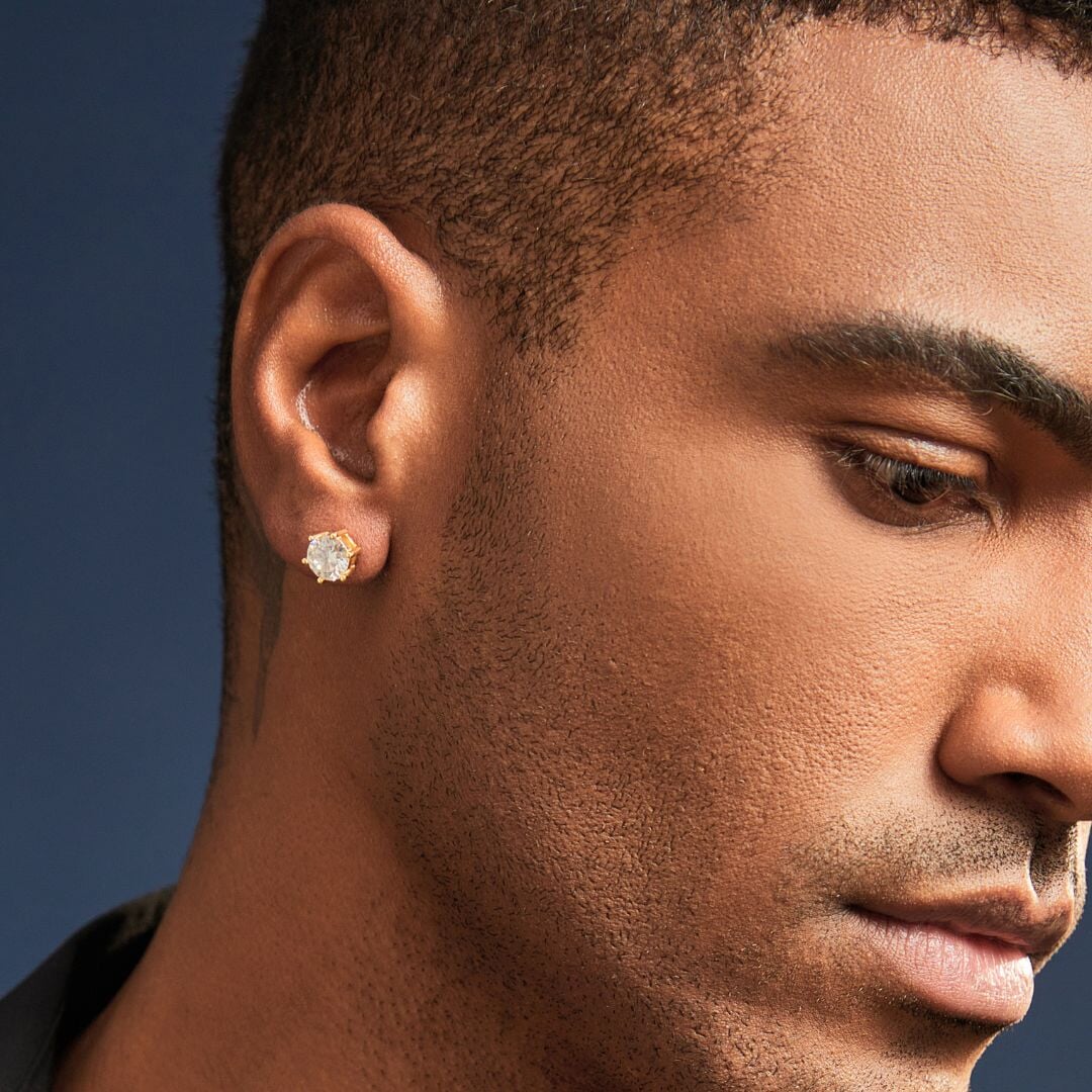 Moissanite Diamond Studs Earrings in 14K Gold - 8mm Earrings 