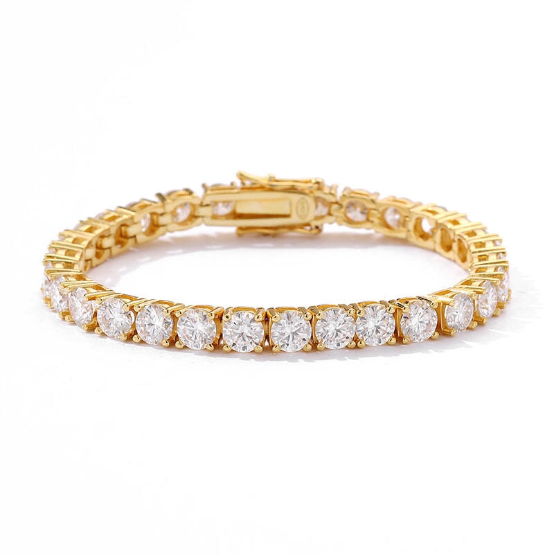 Moissanite Diamond Tennis Chain Bracelet in 14K Gold - 5mm Bracelets 