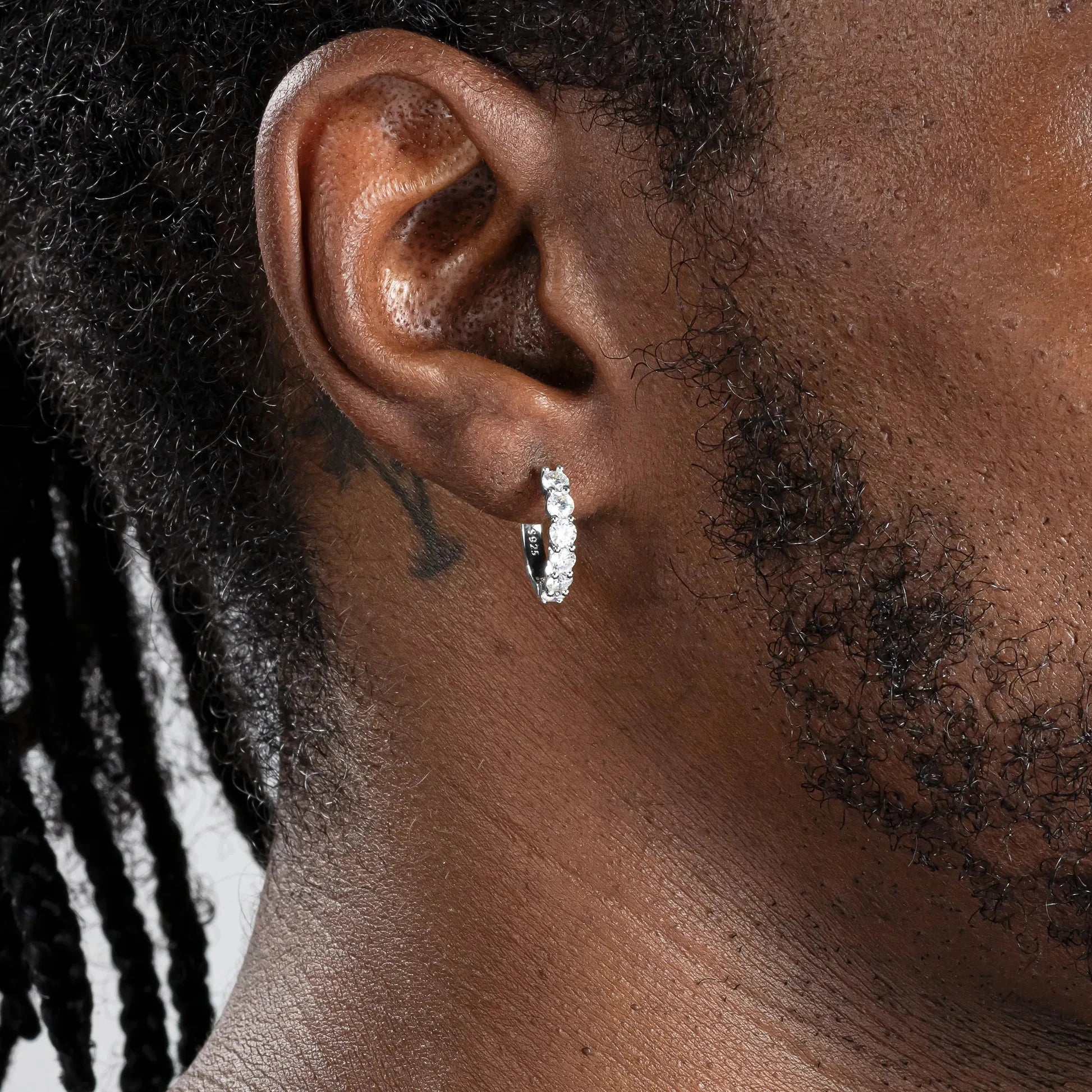 Moissanite Diamond Tennis Hoop Earrings in White Gold - 20mm Earrings 